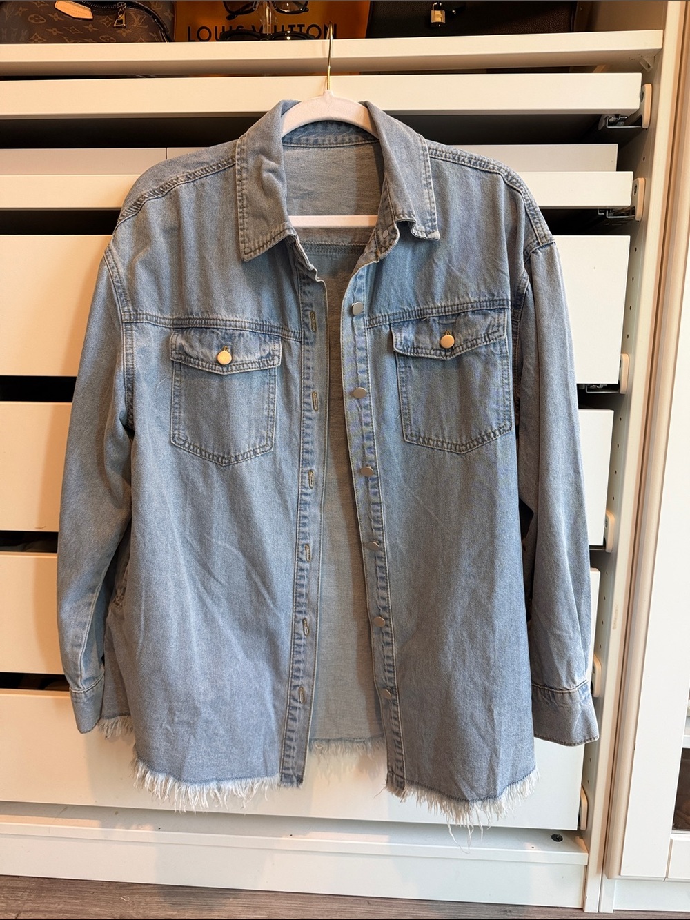 Light Wash Denim Button-Up Jacket